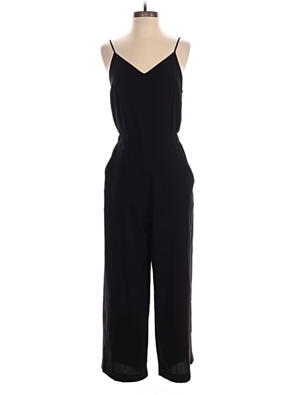 Uniqlo Black V-Neck Top with Label Detail